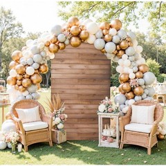 6FT Wood Arch Backdrop Cover Spandex Stretch Chiara Stand Cover Brown Wood NEW