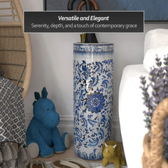 24″ Blue & White Extra Tall Waterproof Porcelain Entry Hallway Umbrella Stand