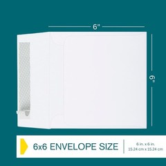 EnDoc 6×6 White Square Envelopes Self Seal – 25 Pack – Heavy-Duty 6×6,