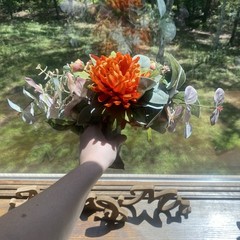 Bridal Wedding Bouquet Hand made Budget Handmade Faux Flowers Orange Red Yellow