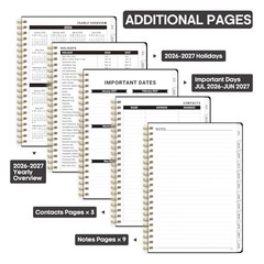 Academic Planner 2026-2027, Weekly and Monthly Calendar (6.4″x8.5″) A5 A.Black
