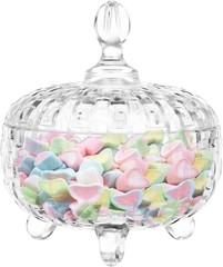 Glass Candy Dish with Lid Crystal Large 25.7oz 760ml Food Storage Organizer