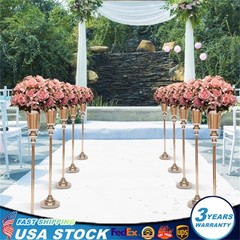 10PCS Vintage Trumpet Vase Wedding Centerpiece Metal Flower Stand Floral Decor