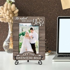 Engagement Gifts Picture Frame, He Asked She Said Yes Photo Frame, Wedding En…