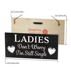 JennyGems Funny Wedding Signs Ring Bearer Ladies Don’t Worry I’m Single (Black)