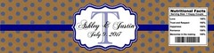 Kraft Paper and Navy Blue glitter dots Wedding Anniversary Water Bottle Labels
