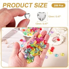 250Pcs Acrylic Heart Gems Heart Shaped Bauble Vase Fillers Ornaments Gray