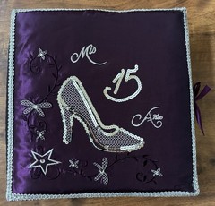 New 3pc Purple Silver Quinceanera Ceremony Set Bible Photo Album Guest Book READ