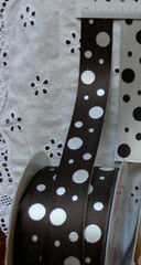 BROWN SILVER PEARL Random Spots Embroidered 100% Poly 5 Met 23mm W Cherry BLD14