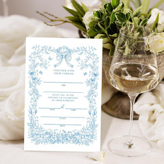 25 PCS Blue Floral Wedding Invitation Cards With Envelopes Mr And Mrs