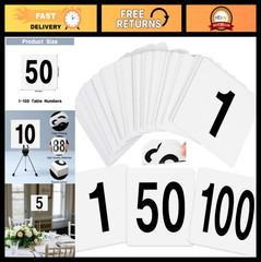 100 Pcs Double-Sided Table Number Cards 1-100, 4×3.7 Inch Signs for Weddings, Ev