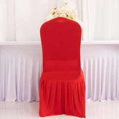 RED Ruffle Pleated Skirt Fitted Spandex Banquet CHAIR COVER Party Decorations
