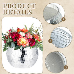 Disco Ball Vases – 4 Pcs Silver Mirror Centerpieces for Weddings & Parties