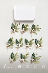 Artificial White Greenery Boutonniere