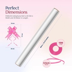 Clear Cellophane Wrap for Hampers 100′ x 31″ with 10 Pull Bows and 2 Ribbon