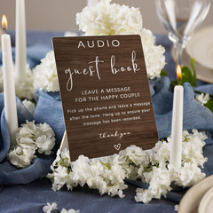 Audio Guestbook Sign, Audio Phone Guestbook Wooden Stand 5X7Inch, Wedding