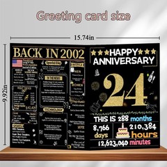 Joycard 24th Anniversary Card for Women Men, Wedding Card for Wife Husband, S…