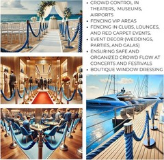 5FT Blue Braided Stanchion Rope Set – 6 Pack Thick Twisted VIP Ropes for S