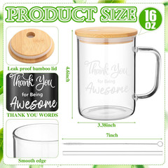 6 Pcs Thank You Gifts for Teacher Employee Appreciation Gifts 16Oz Thank You for