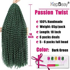 Passion Twist Hair 18Inch 6Packs Passion Twist 18 Inch (Pack of 6) D-green