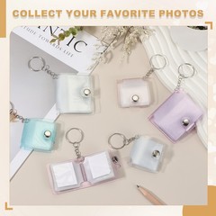 4Pcs Mini Photo Album Keychains 1.8 Inch PVC Picture Keychain Transparent
