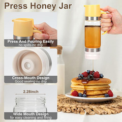 2 Pack 12 Oz Glass Honey Dispenser Pot with Silicone Base No Drip Honey
