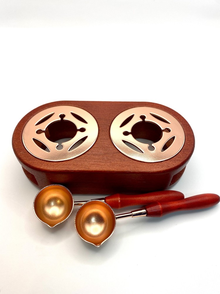 Double Warmer & Spoon Set (Chestnut/Rose Gold)