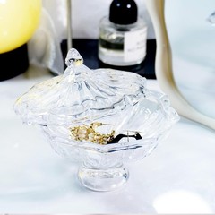 Glass Candy Dish with Lid 4oz Clear Crystal Bowl for Candies Nuts Jewelry