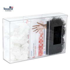Triple Hygiene Holder – 3 Compartment Acrylic Dispenser with Lid for Hairnets, G
