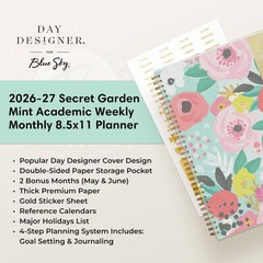 Blue Sky Day Designer 2026-2027 Weekly and Monthly Academic Year Planner Cale…