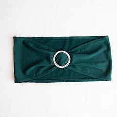10 Hunter Green Spandex CHAIR SASHES with Silver Round Buckles Wedding