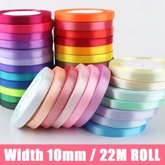 10mm Colorful Satin Ribbons Gift Fabric Ties Decorative Ribbons 22 Meters Roll