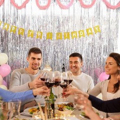25 Pack Silver Foil Curtain Backdrop, 3.3×8.2FT Tinsel Curtain, Fringe Curtai…