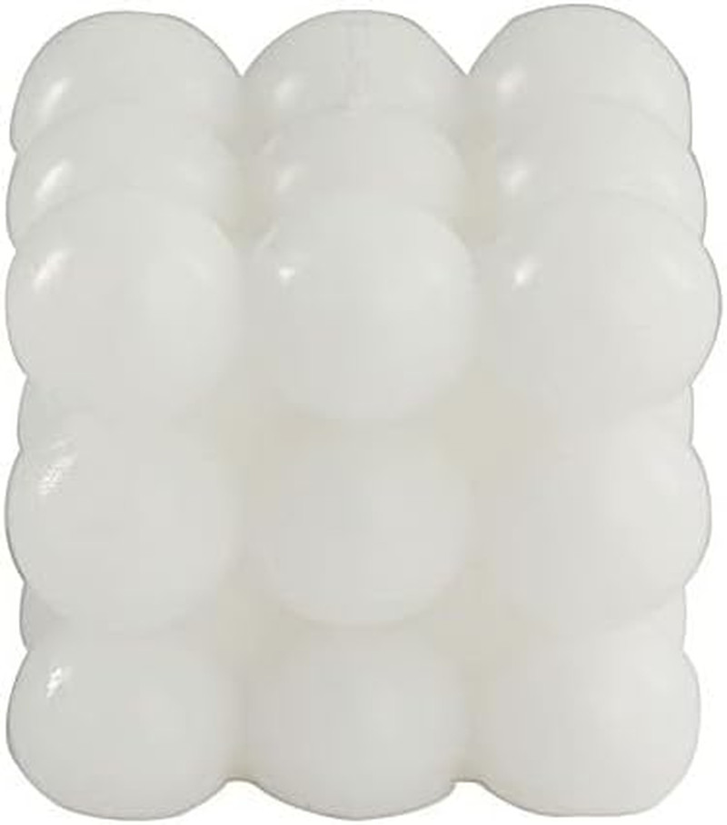 2 White Unscented Paraffin Wax Candles Bubble Cube Wedding Centerpieces Party Ev