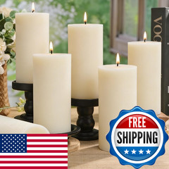 Ginitiri 6 Pack Natural Ivory Soy Pillar Candles 2.8X6 In Hand-Poured Unscented