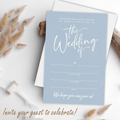 Wedding Invitations – Minimalism Blue – 25 Wedding Invites with Envelopes, Doubl