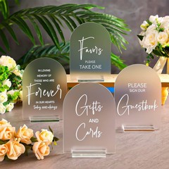 4 Pcs Clear Acrylic Wedding Signs – 5×7 Frosted Arch Decor for Ceremony & Recept