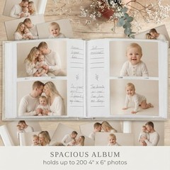 Beige Linen Wedding Photo Album for 4 x 6 Photos 8.8 Inch