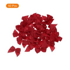 50Pcs Mini Ribbon Bows 3″ Mini Fabric Satin Ribbon Gift Flower Bows Wine Red