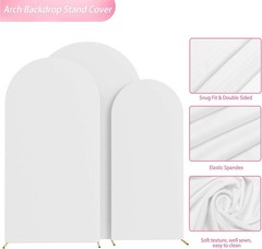 Wedding Arch Cover 7.2FT, 6.6FT, 6FT Set of 3 Spandex Fitted Wedding Arch Sta…