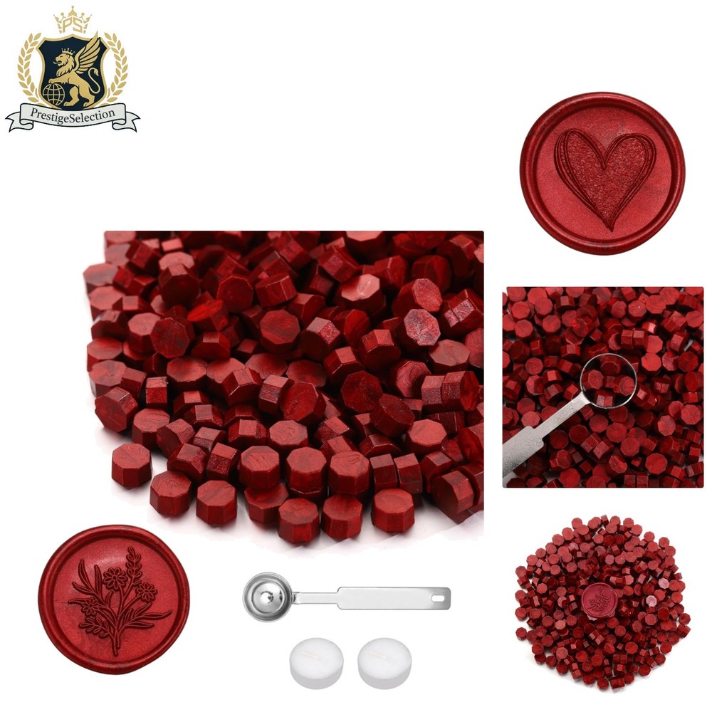 Versatile Blood Red Sealing Wax Beads Kit – 360pcs with 2 Spoons & Candles