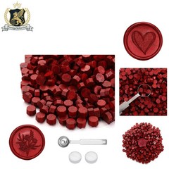 Versatile Blood Red Sealing Wax Beads Kit – 360pcs with 2 Spoons & Candles