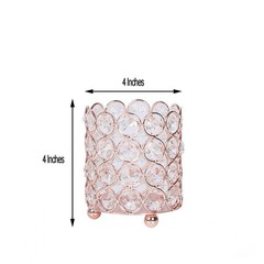 4″ wide Gold Votive Tealight Crystal Beaded CANDLE HOLDERS Wedding Party Home