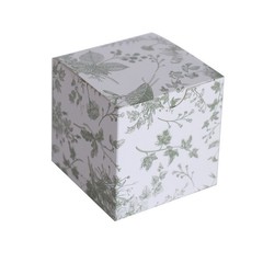 25 WHITE SAGE GREEN Square 3″ x 3″ Favor BOXES Floral Printed Candy Holders
