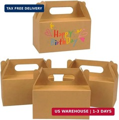 LOKQING 7×3.85×3.85 Inches Party Favor Box Brown Treat Boxes Kraft Gable Boxes P