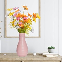 2 Pack Composite Plastics Flower Vase, Unbreakable Ceramic Look Vase for Pink