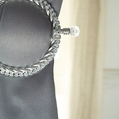 2 Round 6 in Plastic CURTAIN TIE Backs Braided Design Acrylic Crystals Party