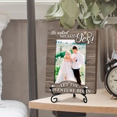 Engagement Gifts Picture Frame, He Asked She Said Yes Photo Frame, Wedding En…