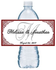 50 BURGUNDY MAROON MONOGRAM WEDDING FAVORS WATER BOTTLE LABELS Waterproof Ink
