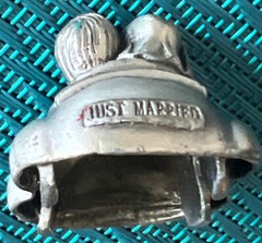 Bridal Table Bride/Groom Pewter Car Place Card Holder Just Married License Plate